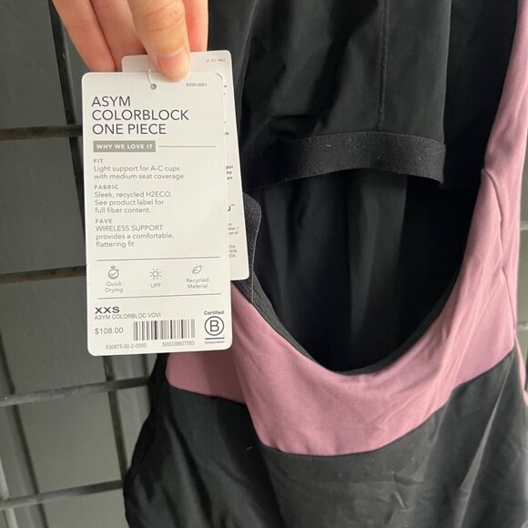 NWT - XXS - Athleta - Black/Pink - ASYM ColorBlock One Piece Swimsuit - Picture 5 of 7